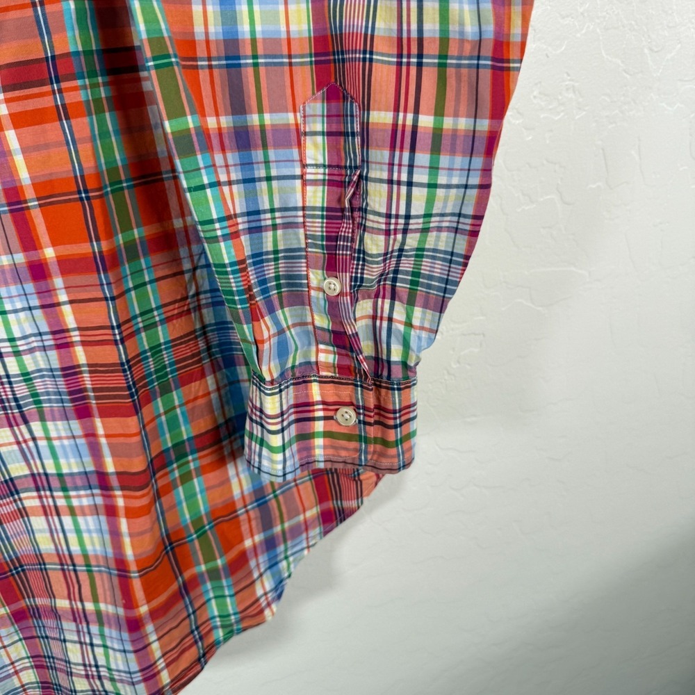 Ralph Lauren Shirt Mens 3XLT Tall Orange Blue Button Down Oxford Plaid Pony - Picture 5 of 11